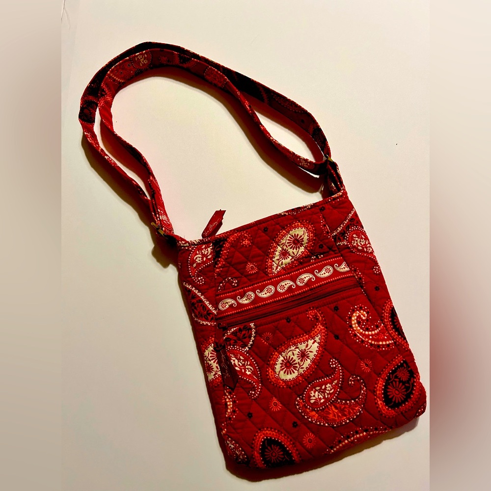 Red Paisley Print crossbody or shoulder bag
